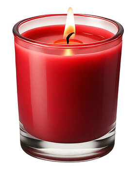 Red burning candle in glass.