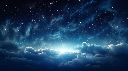 Naklejka na ściany i meble Space night sky with cloud and star, abstract background