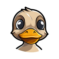 Duckling Portrait Sticker, Duckling mascot logo illustration, Duckling character, generative ai