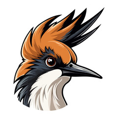 Eurasian hoopoe Portrait Sticker, Eurasian hoopoe head mascot logo illustration, Eurasian hoopoe character, generative ai