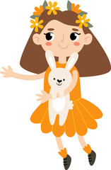 Girl With Rabbit Toy