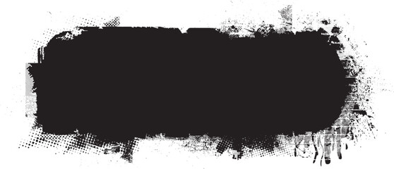 Glitch distorted grange shape . Noise grungy logo . Trendy defect error shapes . Glitched frame .Grunge textured . Distressed effect .Vector shapes with a halftone dots screen print texture.