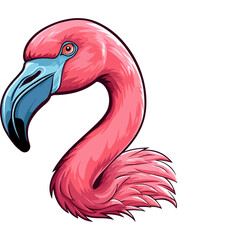 Fototapeta premium Flamingo Portrait Sticker, Flamingo head mascot logo illustration, Flamingo character, generative ai 