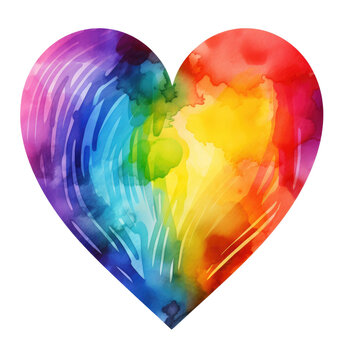 a rainbow heart sticker with multiple colors on it