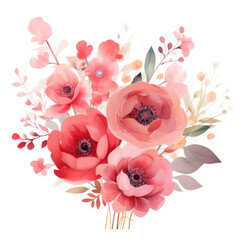 Fototapeta na wymiar cute watercolor tulip flower bouquet in basket isolated