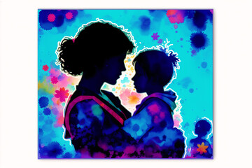 Mother’s Day postcard. Mother’s Day background. Watercolor paint. Copy space. Generative AI