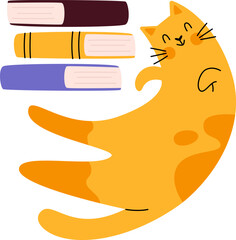 Cat And Books