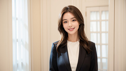 働く日本人女性　スーツ　受付嬢｜Generative AI