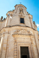 Fototapeta na wymiar Facade of the Church of Purgatory (Purgatorio) in gothic style, Matera, Italy.