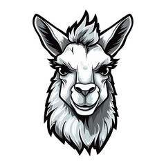 llama Portrait Sticker, Alpaca mascot logo illustration, llama character, generative ai © Ann