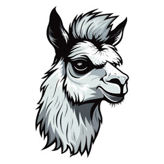 Naklejka premium llama Portrait Sticker, Alpaca mascot logo illustration, llama character, generative ai