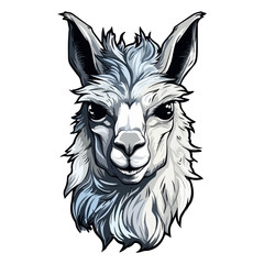 llama Portrait Sticker, Alpaca mascot logo illustration, llama character, generative ai © Ann