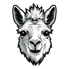 llama Portrait Sticker, Alpaca mascot logo illustration, llama character, generative ai