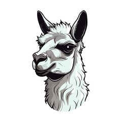 llama Portrait Sticker, Alpaca mascot logo illustration, llama character, generative ai