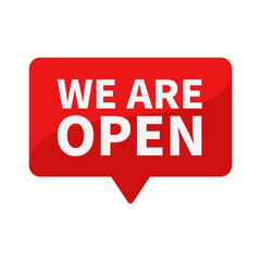 We Are Open In Red Rectangle Shape For Announcement Promotion Business Marketing Social Media Information
