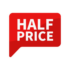 Half Price In Red Rectangle Shape For Promotion Sale Business Marketing Information Social Media
