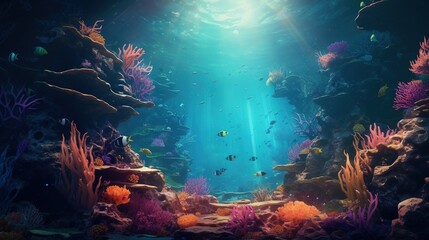 Wallpaper adorned with hyper-detailed marine life, creating an underwater scene with realistic colors and textures