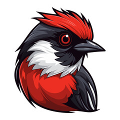 red capped robin Portrait Sticker, red capped robin head mascot logo illustration, red capped robin character, generative ai