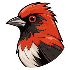 red capped robin Portrait Sticker, red capped robin head mascot logo illustration, red capped robin character, generative ai