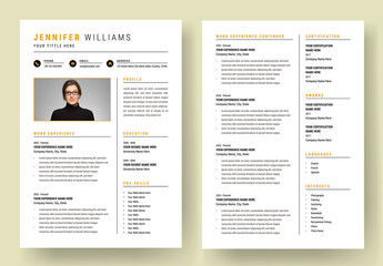 Minimal Resume and Cover Letter Layout with Yellow Accent