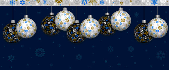 New Year and Christmas. Banner with copy space.Stock illustration. Snowflakes.
