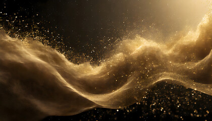 Fototapeta na wymiar Gilded Elegance - Abstract Luxury Golden Particles Wave