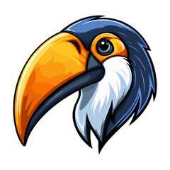 Toucan Portrait Sticker, Toucan head mascot logo illustration, Toucan character, generative ai