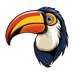 Toucan Portrait Sticker, Toucan head mascot logo illustration, Toucan character, generative ai