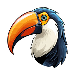 Toucan Portrait Sticker, Toucan head mascot logo illustration, Toucan character, generative ai