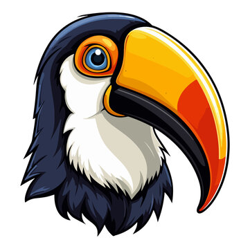 recommend clip art: Toucan Portrait Sticker, Toucan head mascot logo illustration, Toucan character, generative ai