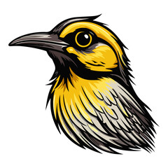 Western Meadowlark perched Portrait Sticker, Western Meadowlark perched head mascot logo illustration, Western Meadowlark perched character, generative ai