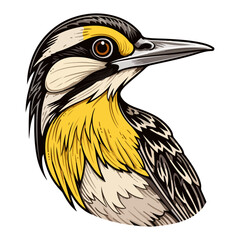 Western Meadowlark perched Portrait Sticker, Western Meadowlark perched head mascot logo illustration, Western Meadowlark perched character, generative ai