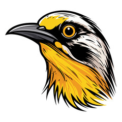 Western Meadowlark perched Portrait Sticker, Western Meadowlark perched head mascot logo illustration, Western Meadowlark perched character, generative ai