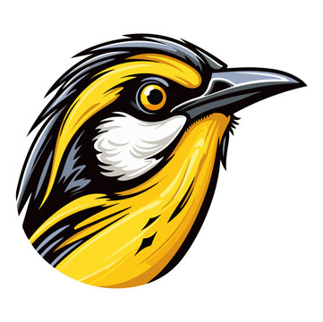 recommend clip art: Western Meadowlark perched Portrait Sticker, Western Meadowlark perched head mascot logo illustration, Western Meadowlark perched character, generative ai