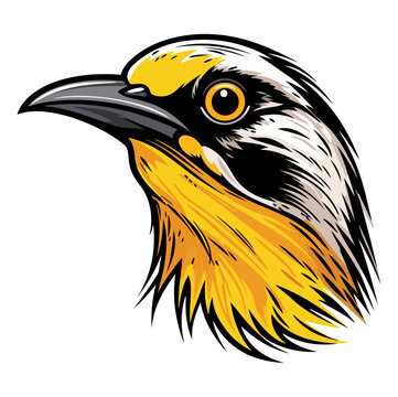 recommend clip art: Western Meadowlark perched Portrait Sticker, Western Meadowlark perched head mascot logo illustration, Western Meadowlark perched character, generative ai