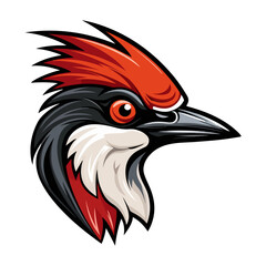 Woodpecker Portrait Sticker, Woodpecker head mascot logo illustration, Woodpecker character, generative ai