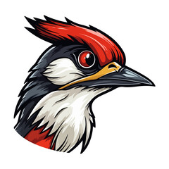 Woodpecker Portrait Sticker, Woodpecker head mascot logo illustration, Woodpecker character, generative ai