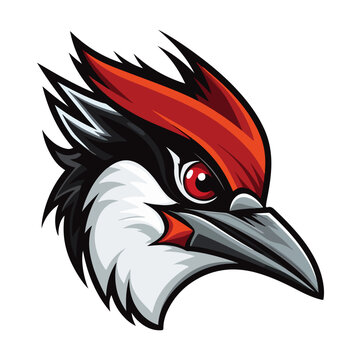 recommend clip art: Woodpecker Portrait Sticker, Woodpecker head mascot logo illustration, Woodpecker character, generative ai