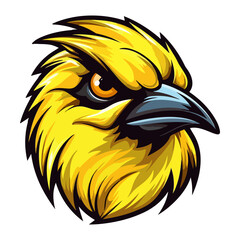 Yellow canary Portrait Sticker, Yellow canary head mascot logo illustration, Yellow canary character, generative ai