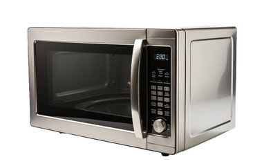 Fototapeta premium Stainless Steel Microwave With Black Glass on White or PNG Transparent Background.