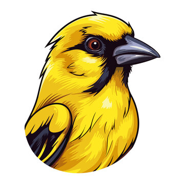 Yellow canary Portrait Sticker, Yellow canary head mascot logo illustration, Yellow canary character, generative ai