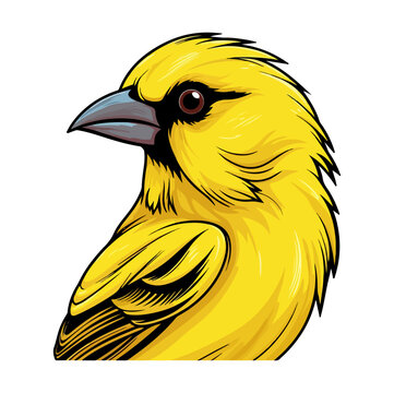 Yellow canary Portrait Sticker, Yellow canary head mascot logo illustration, Yellow canary character, generative ai