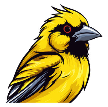 recommend clip art: Yellow canary Portrait Sticker, Yellow canary head mascot logo illustration, Yellow canary character, generative ai