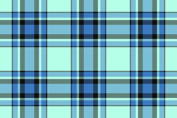 Plaid background, check seamless pattern in blue. Vector fabric texture for textile print, wrapping paper, gift card or wallpaper.