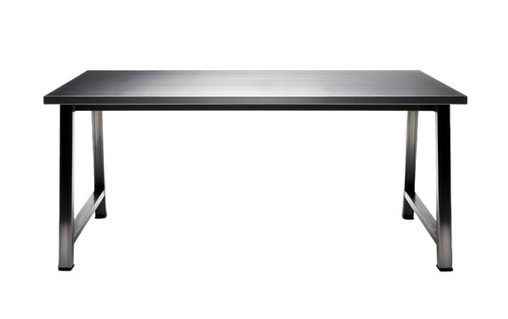 Black Color Steel Desk With Four Legs on White or PNG Transparent Background.