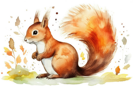 Illustration fluffy animals fur rodent tail nature squirrel forest mammal cute draw