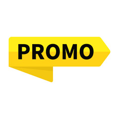 Promo In Yellow Rectangle Ribbon Shape For Sale Advertising Business Marketing Social Media Information
