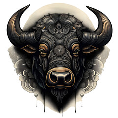 bull head with horns