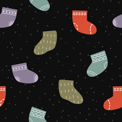 Christmas socks pattern on black
