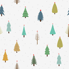 Cute Hand Drawn Christmas Trees Pattern